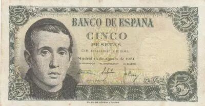 Espagne 5 Pesetas - Jaime Balmes - Cath�drale de Vic - 1951