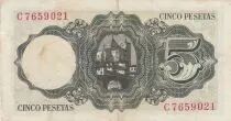 Espagne 5 Pesetas - Jaime Balmes - Cathédrale de Vic - 1951