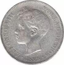 Espagne 5 Pesetas Alfonso XIII - Armoiries -1898