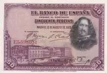 Espagne 50 Pesetas - D. V&eacute;lasquez - 1928 - S&eacute;ries E