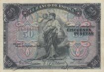 Espagne 50 Pesetas - Femme all&eacute;gorique - Armoiries - 24-09-1906 - P58a