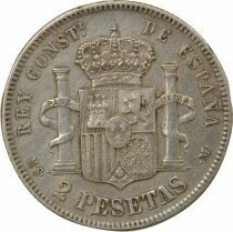 Espagne Alphonse XII - 2 Pesetas Argent - 1882 Madrid
