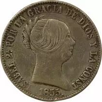 Espagne Isabelle II - 10 Reales Argent - 1855 Barcelone