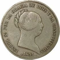 Espagne Isabelle II - 20 Reales Argent - 1851 S&eacute;ville