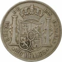 Espagne Isabelle II - 20 Reales Argent - 1851 S&eacute;ville