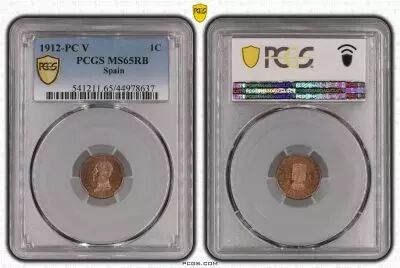 Espa�a 1 centimo - Alfonso XIII  - 1912 - PCGS MS 65RB