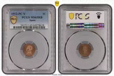 Espa�a 1 centimo - Alfonso XIII  - 1912 - PCGS MS 65RB