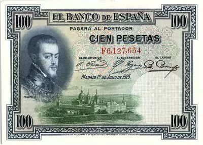 Espa�a 100 Pesetas - Felipe II - XF - Serial F - P.69