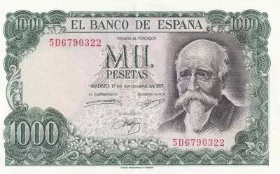 Espa�a 1000 Pesetas - Jos� Echegaray - Madrid - 1971 - Serial 5D