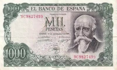 Espa�a 1000 Pesetas 1971 - Jos� Echegaray - Madrid