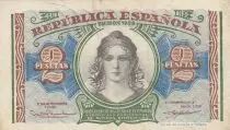 Espa&ntilde;a 2 Pesetas - Woman - Toledo bridge - 1938 - P.95