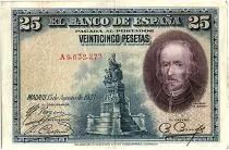 Espa�a 25 Pesetas P. Calderon de la Barca - 1928 - Serial A - VF - P.74