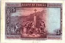 Espa&ntilde;a 25 Pesetas P. Calderon de la Barca - 1928 - Serial B - VF - P.74