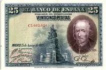 Espa�a 25 Pesetas P. Calderon de la Barca - 1928 - Serial C - VF - P.74