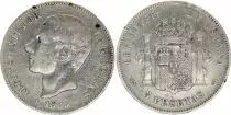 Espa�a 5 Pesetas,  Alfonso XII - 1883 - M SM - Silver