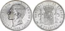 Espa�a 5 Pesetas,  Alfonso XII - 1885 (87) - M SM - Silver - KM.688 - VF