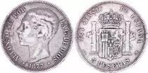 Espa�a 5 Pesetas,  Alfonso XII - Arms --1877 (77)