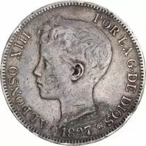 Espa&ntilde;a 5 Pesetas Alfonso XIII - Arms - 1897
