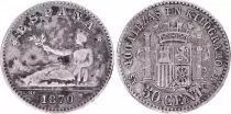 Espa�a 50 Centimos, Liberty seated - Arms - 1870 SN M