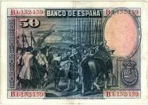 Espa&ntilde;a 50 Pesetas  - D. V&eacute;lasquez - 1928 - Serial B - VF - P.75