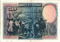 Espa&ntilde;a 50 Pesetas  - D. V&eacute;lasquez - 1928 - Serial C - VF - P.75