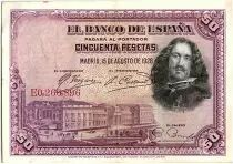 Espa�a 50 Pesetas  - D. V�lasquez - 1928 - Serial E - VF - P.75
