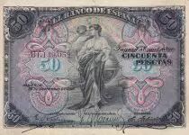 Espa&ntilde;a 50 Pesetas - Woman seated - Arms - 1906 - P.58a