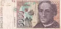 Espa&ntilde;a 5000 Pesetas - Christophe Colomb - Bateaux - 1992 - Serial 4J - P.165