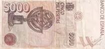 Espa&ntilde;a 5000 Pesetas - Christophe Colomb - Bateaux - 1992 - Serial 4J - P.165