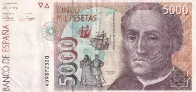 Espa�a 5000 Pesetas - Christophe Colomb - Boats - 1992