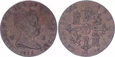 Espa�a 8 Maravedis - Isabel II - 1857 - KM.531