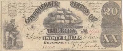 Estados Confederados de Am�rica 20 Dollars - Confederate States of America - Richmond - 02-09-1861