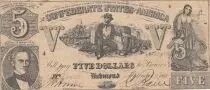 Estados Confederados de Am�rica 5 Dollars - Confederate States of America - Richmond - 02-09-1861