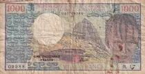 Estados de &Aacute;frica Central 1000 Francs - Young boy - House - Mountain - 1978 - Serial H.17 - F - P.16b