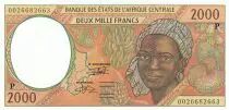 Estados de &Aacute;frica Central 2000 Francs 2000 - Woman, Tropicals fruits - P = Chad