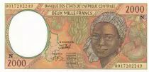 Estados de �frica Central 2000 Francs Woman - Tropicals fruits - 2000