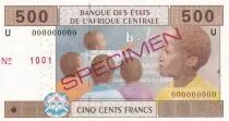 Estados de &Aacute;frica Central 500 Francs Education - 2002 - Letter U Cameroon - Specimen
