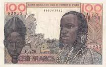 Estados de �frica del oeste 100 Francs - Mask - ND(1959) - Serial K.279 - P.2b