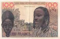Estados de �frica del oeste 100 Francs Mask ND (1965) - General Issue - Serial  Y.278