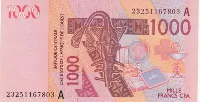 Estados de �frica del oeste 1000 Francs -  Mask - Camels - C�te d\'Ivoire - 2023 - Serial A