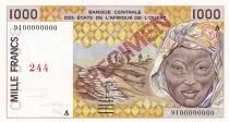 Estados de �frica del oeste 1000 Francs - Woman - Letter A (Ivory Coast) - 1991 - P.111A - Specimen