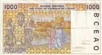 Estados de &Aacute;frica del oeste 1000 Francs - Workmen hauling peanuts - Mask- 1993 - Letter K (Senegal) - P.711K.c