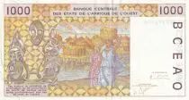 Estados de &Aacute;frica del oeste 1000 Francs - Workmen hauling peanuts - Mask- 2001 - Letter K (Senegal) - P.711K.k