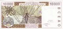 Estados de &Aacute;frica del oeste 10000 Francs - Bridge  - 1998 - Letter H (Maurtiania) - P.614Hf