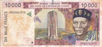 Estados de �frica del oeste 10000 Francs - Bridge - Varieties years (1998-2001) - Varities letters - VF to VF+