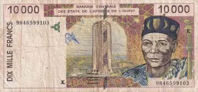 Estados de �frica del oeste 10000 Francs - Headman - Bridge - 1998- K S�n�gal -  F - P.714Kh