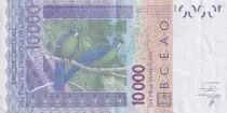 Estados de &Aacute;frica del oeste 10000 Francs - Mask - Birds - 2016 - Letter A (Ivory Coast) - P.118aP