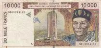 Estados de &Aacute;frica del oeste 10000 Francs BCEAO - building - Bridge 1998 - A  Cote d\'Ivoire