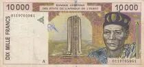 Estados de &Aacute;frica del oeste 10000 Francs BCEAO - building - Bridge 2001 - A  Cote d\'Ivoire