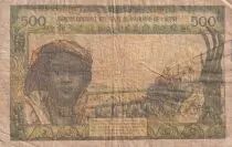 Estados de &Aacute;frica del oeste 500 Franc- Mask - ND (1959-1961) - Letter A (Ivory Coast) - Serial W.51 - P.102Aj
